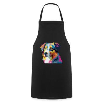 Australian Shepherd Hund Bunt - Kochschürze - Schwarz - Vorne - AI Model Male 185 dark (185cm)