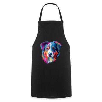 Australian Shepherd Hund Bunt - Kochschürze - Schwarz - Vorne - AI Model Male 185 dark (185cm)