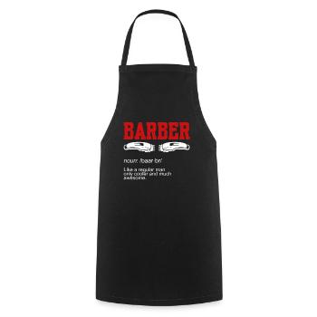 Nom de barbier - Tablier de cuisine - noir - Devant - AI Model Male 185 dark (185cm)