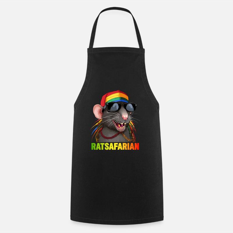 Cool Rasta Rat Colorful - Cooking Apron - black