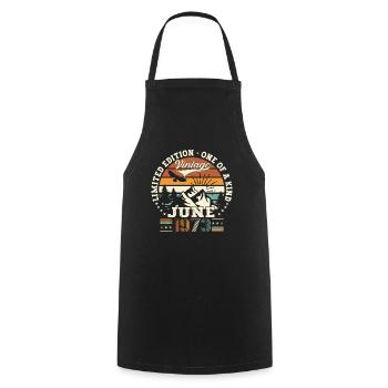 50th Birthday Man June Year 1973 Original - Cooking Apron - black - Front - AI Model Male 185 dark (185cm)