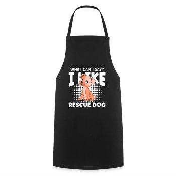 Que puis-je dire que j’aime Rescue Dog - Tablier de cuisine - noir - Devant - AI Model Male 185 dark (185cm)