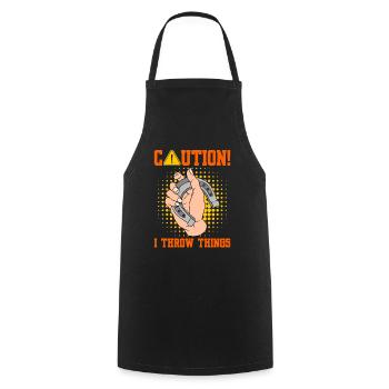 Caution I Throw Things Horseshoe Pitching - Kochschürze - Schwarz - Vorne - AI Model Male 185 dark (185cm)