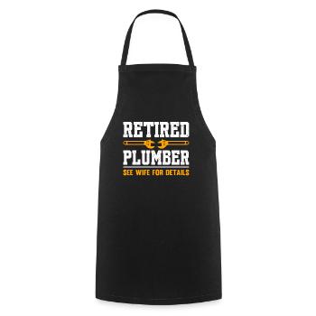 Retired Plumber See Wife For Details - Cooking Apron - black - Front - AI Model Male 185 dark (185cm)