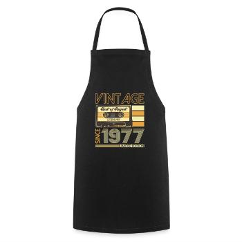 46ème anniversaire homme août vintage 1977 Cassette - Tablier de cuisine - noir - Devant - AI Model Male 185 dark (185cm)