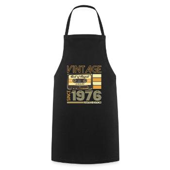 47ème anniversaire homme août vintage 1976 Cassette - Tablier de cuisine - noir - Devant - AI Model Male 185 dark (185cm)