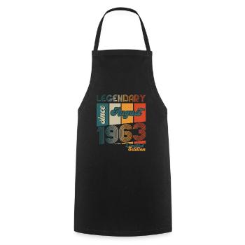 60e anniversaire homme légende août né 1963 - Tablier de cuisine - noir - Devant - AI Model Male 185 dark (185cm)