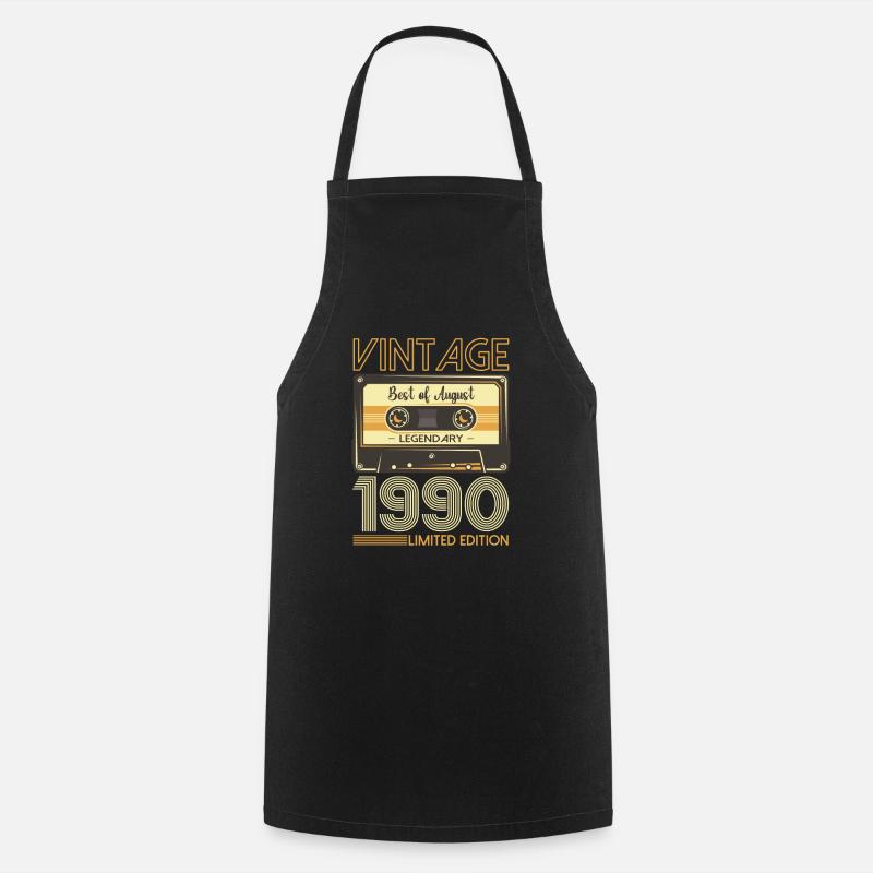 33rd Birthday Man August Vintage 1990 Cassette - Tablier de cuisine - noir