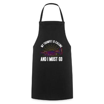 Ma trompette sonne et je dois partir - Tablier de cuisine - noir - Devant - AI Model Male 185 dark (185cm)