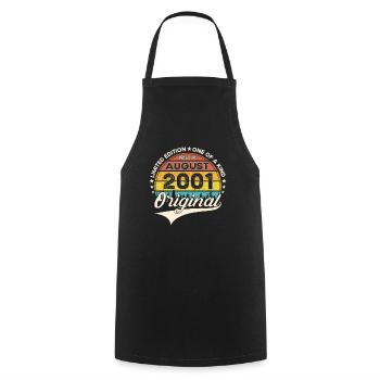 22nd Birthday Man August Vintage 2001 Cassette - Cooking Apron - black - Front - AI Model Male 185 dark (185cm)