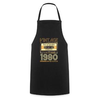 43e anniversaire septembre millésime 1980 cassette - Tablier de cuisine - noir - Devant - AI Model Male 185 dark (185cm)