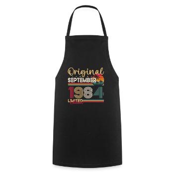 39ème Anniversaire Original Septembre Millésime 1984 - Tablier de cuisine - noir - Devant - AI Model Male 185 dark (185cm)