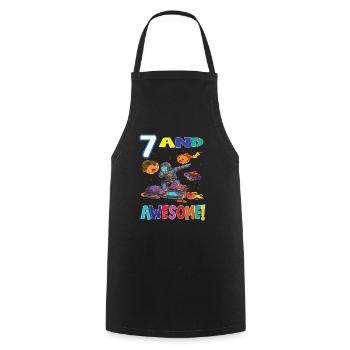 7 And Awesome Birthday Astronaut - Cooking Apron - black - Front - AI Model Male 185 dark (185cm)