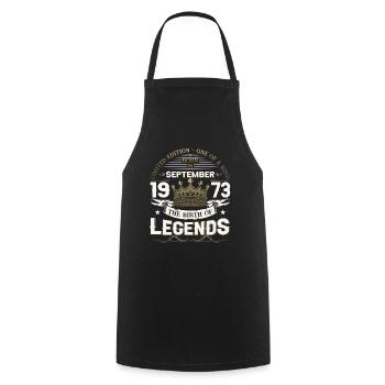 50th Birthday Legend September Born 1973 - Cooking Apron - black - Front - AI Model Male 185 dark (185cm)
