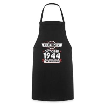 80th Birthday Vintage October Vintage 1944 - Cooking Apron - black - Front - AI Model Male 185 dark (185cm)