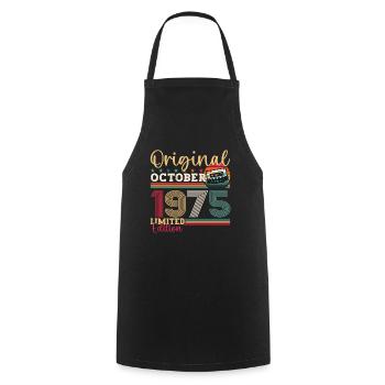 48e anniversaire octobre millésime 1975 cassette - Tablier de cuisine - noir - Devant - AI Model Male 185 dark (185cm)