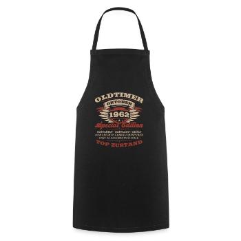 61. Geburtstag Oldtimer Oktober Jahrgang 1962 - Kochschürze - Schwarz - Vorne - AI Model Male 185 dark (185cm)