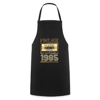 38th Birthday Cassette October Vintage 1985 Tape - Cooking Apron - black - Front - AI Model Male 185 dark (185cm)