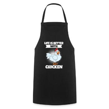 Lustiger Hühner Spruch Huhn - Kochschürze - Schwarz - Vorne - AI Model Male 185 dark (185cm)