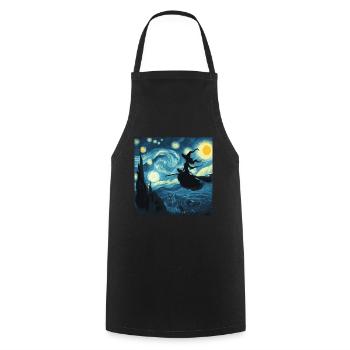 Halloween Witch Starry Night - Cooking Apron - black - Front - AI Model Male 185 dark (185cm)