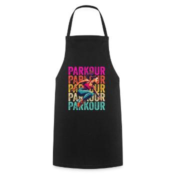 Parkour Girl Rétro Vintage - Tablier de cuisine - noir - Devant - AI Model Male 185 dark (185cm)