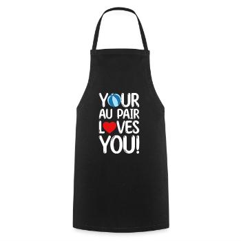 Au Pair Fille Maternelle Nounou - Tablier de cuisine - noir - Devant - AI Model Male 185 dark (185cm)