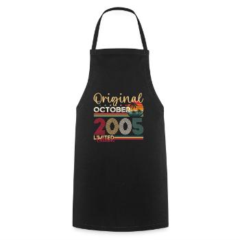 18th Birthday Husband Original October Vintage 2005 - Cooking Apron - black - Front - AI Model Male 185 dark (185cm)