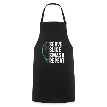 Serve Slice Smash Repeat Tennis Repeat - Kochschürze - Schwarz - Vorne - AI Model Male 185 dark (185cm)