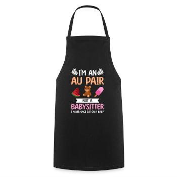 Au Pair Girl Kindergarten Nanny - Cooking Apron - black - Front - AI Model Male 185 dark (185cm)