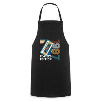 36e anniversaire novembre Vintage 1987 cassette - Tablier de cuisine - noir - Devant - AI Model Male 185 dark (185cm)