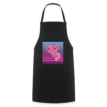 Axolotl mignon Axolotl drôle - Tablier de cuisine - noir - Devant - AI Model Male 185 dark (185cm)