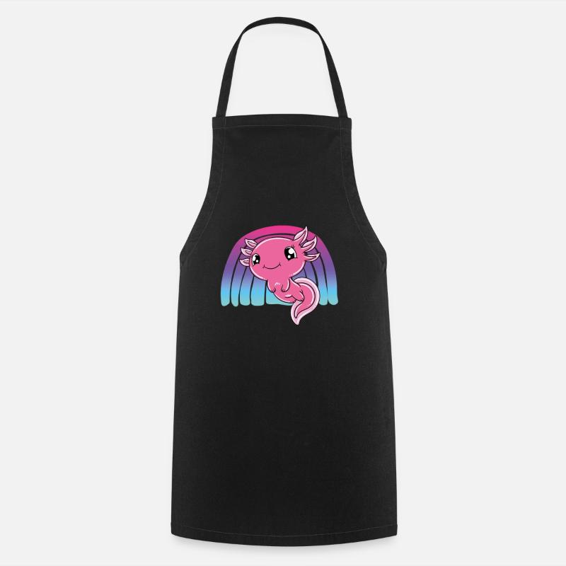 Cute Axolotl Funny Axolotl - Cooking Apron - black
