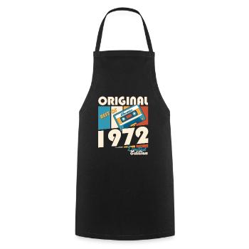 51e anniversaire Cassette Novembre Vintage 1972 - Tablier de cuisine - noir - Devant - AI Model Male 185 dark (185cm)