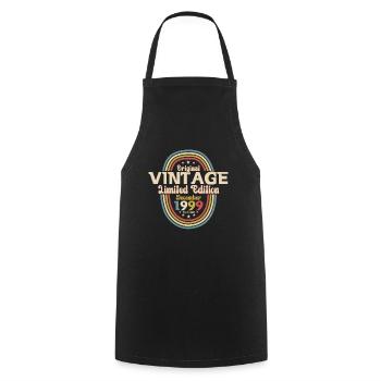 December Vintage 1999 24th Birthday Vintage - Cooking Apron - black - Front - AI Model Male 185 dark (185cm)