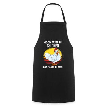 Funny Chicken Saying Chicken - Cooking Apron - black - Front - AI Model Male 185 dark (185cm)