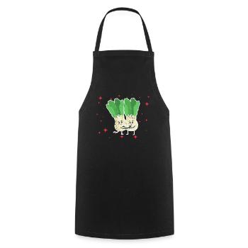 Cute Celery Couple Hugging Celery Lovers - Cooking Apron - black - Front - AI Model Male 185 dark (185cm)