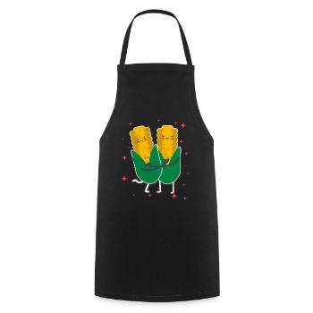 Cute Corn Couple Hugging Corn Fruits Lovers - Kochschürze - Schwarz - Vorne - AI Model Male 185 dark (185cm)