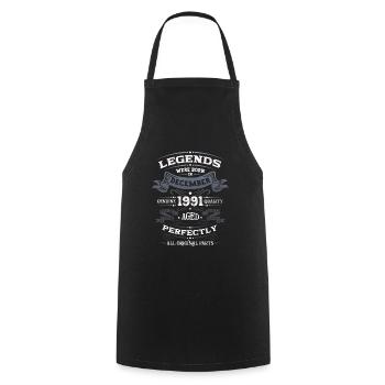 December Vintage 1991 32nd Birthday Legend - Cooking Apron - black - Front - AI Model Male 185 dark (185cm)