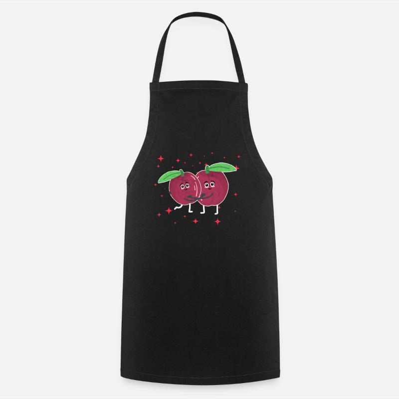 Cute Passionfruit Couple Hugging Fruit Lovers - Cooking Apron - black