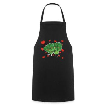 Cute Spinach Couple Hugging Spinach Leafy Green - Cooking Apron - black - Front - AI Model Male 185 dark (185cm)