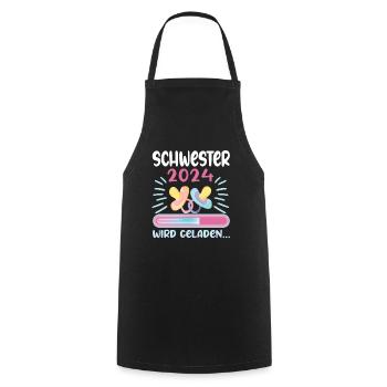 Schwester werden Schwester 2024 - Kochschürze - Schwarz - Vorne - AI Model Male 185 dark (185cm)