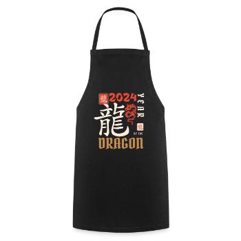 Nouvel An chinois Année du Dragon 2024 - Tablier de cuisine - noir - Devant - AI Model Male 185 dark (185cm)