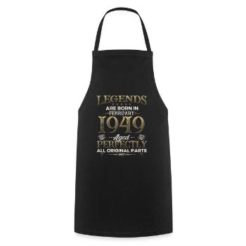 75th Birthday February Vintage Legendary Since 1949 - Cooking Apron - black - Front - AI Model Male 185 dark (185cm)