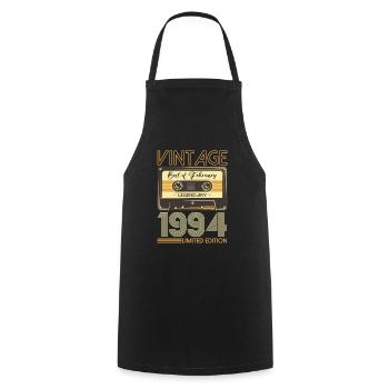 30e anniversaire Cassette février Vintage 1994 - Tablier de cuisine - noir - Devant - AI Model Male 185 dark (185cm)