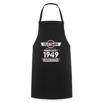 75e anniversaire Vintage Février Millésime 1949 - Tablier de cuisine - noir - Devant - AI Model Male 185 dark (185cm)