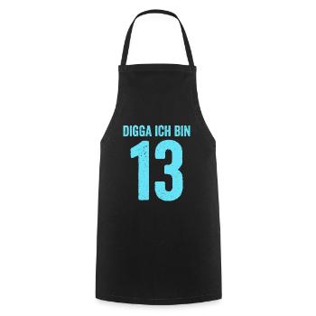 Blue Digga I'm 13 Years Boy 13th Birthday - Cooking Apron - black - Front - AI Model Male 185 dark (185cm)