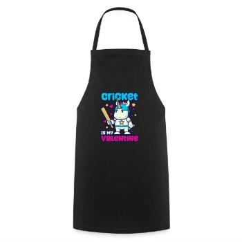 Cricket Player My Valentine Unicorn - Cooking Apron - black - Front - AI Model Male 185 dark (185cm)