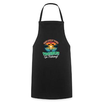 Pêcheur Pêcheur Naufragé Troubles Coucher De Soleil - Tablier de cuisine - noir - Devant - AI Model Male 185 dark (185cm)