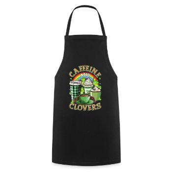 St. Patrick's Day Kaffee, Koffein und Klee - Kochschürze - Schwarz - Vorne - AI Model Male 185 dark (185cm)