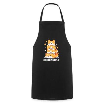 Corgi Mom Dad Corgi Squad - Cooking Apron - black - Front - AI Model Male 185 dark (185cm)